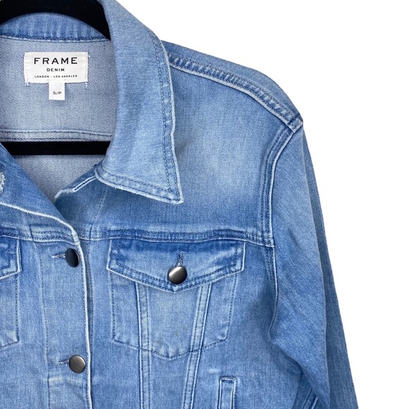 Frame ⌘ Scalloped Edge Cropped Willoughsby Denim Jeans Jacket ⌘ Light Blue ⌘ S - Picture 7 of 17